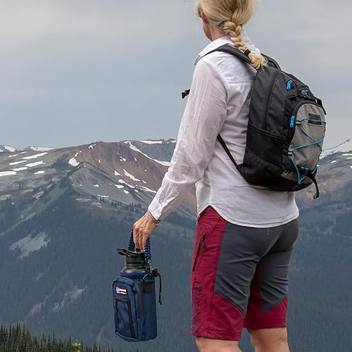 Vista 91 de NATURE PIONEOR Soporte para botella de agua con correa ajustable – 25/32/40 onzas, funda aislante para botella de agua con mango de paracaídas y 2