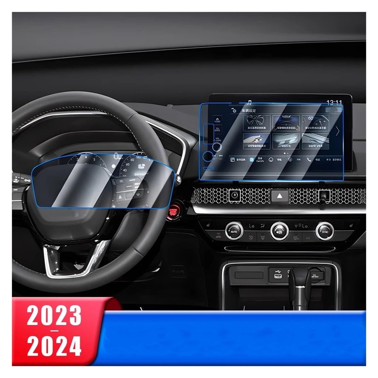 GPS Navigation Pellicola Protettiva Per CRV 6a Generazione/CR-V Veicoli Ibridi Pellicola Protettiva Vetro Temperato Controllo Centrale Dell'auto Navigazione(9 inch LHD)