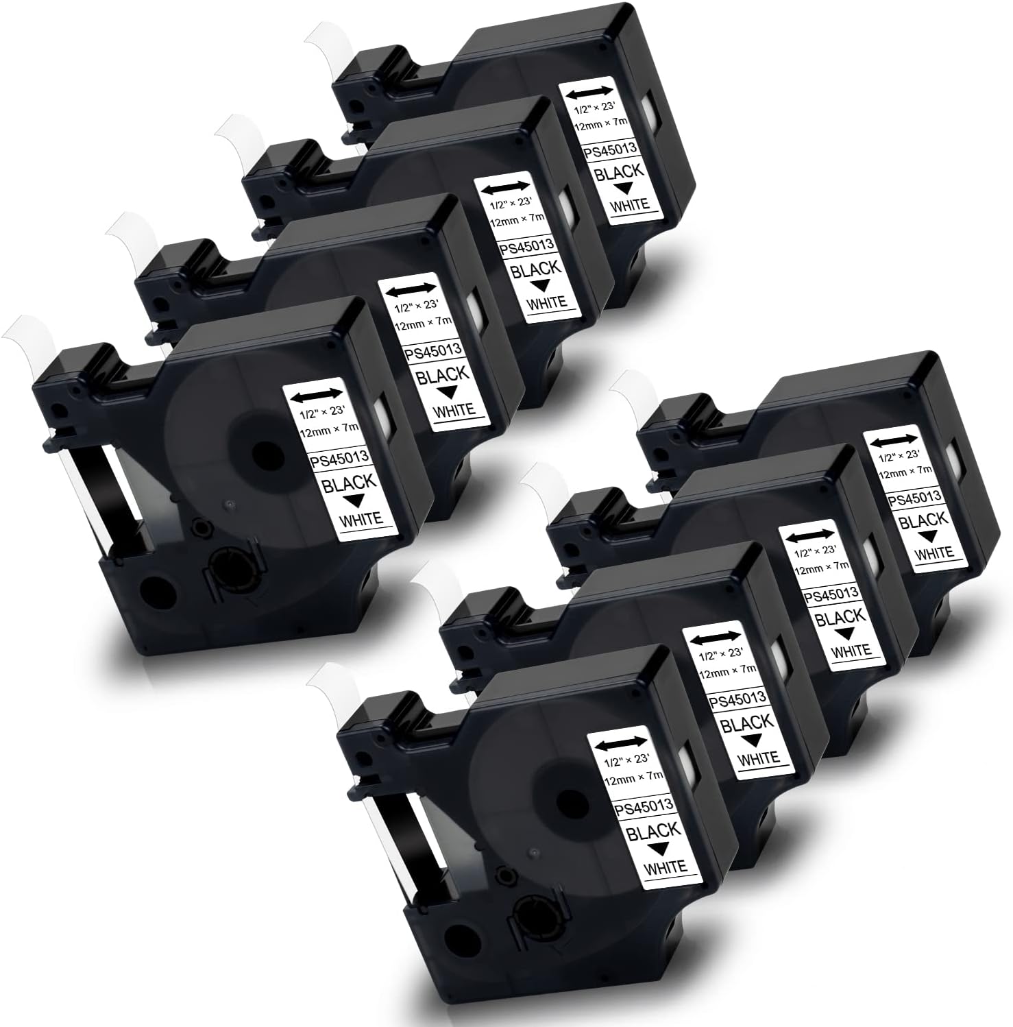 8X Pristar Compatible a45013 Label Tape Replacement for D1 Tape 45013 S0720530 12mm x 7m Black on White for LabelManager 160 210D 280 360D 420P 450 LabelPoint 100 150 LabelWriter 450 Duo