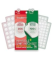 Vista 10 de Troubless Parche invisible para espinillas, 96 parches ultrafinos para acné, fácil de despegar, 2 tamaños
