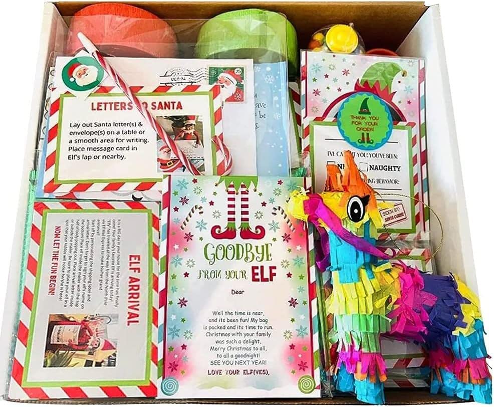 Elf Kit 24 Days Christmas Countdown Gift, Fun Elf Activities,Elf Props,The Elf on The Shelf, The best Elf Toys gift for the children's or Friends and Family (24 Days)