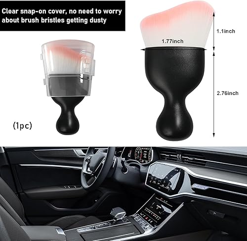 Vista 146 de Ziciner Cepillo de detalles para automóvil, cerdas suaves curvas, colectores de polvo de eliminación automática, tablero universal del vehículo