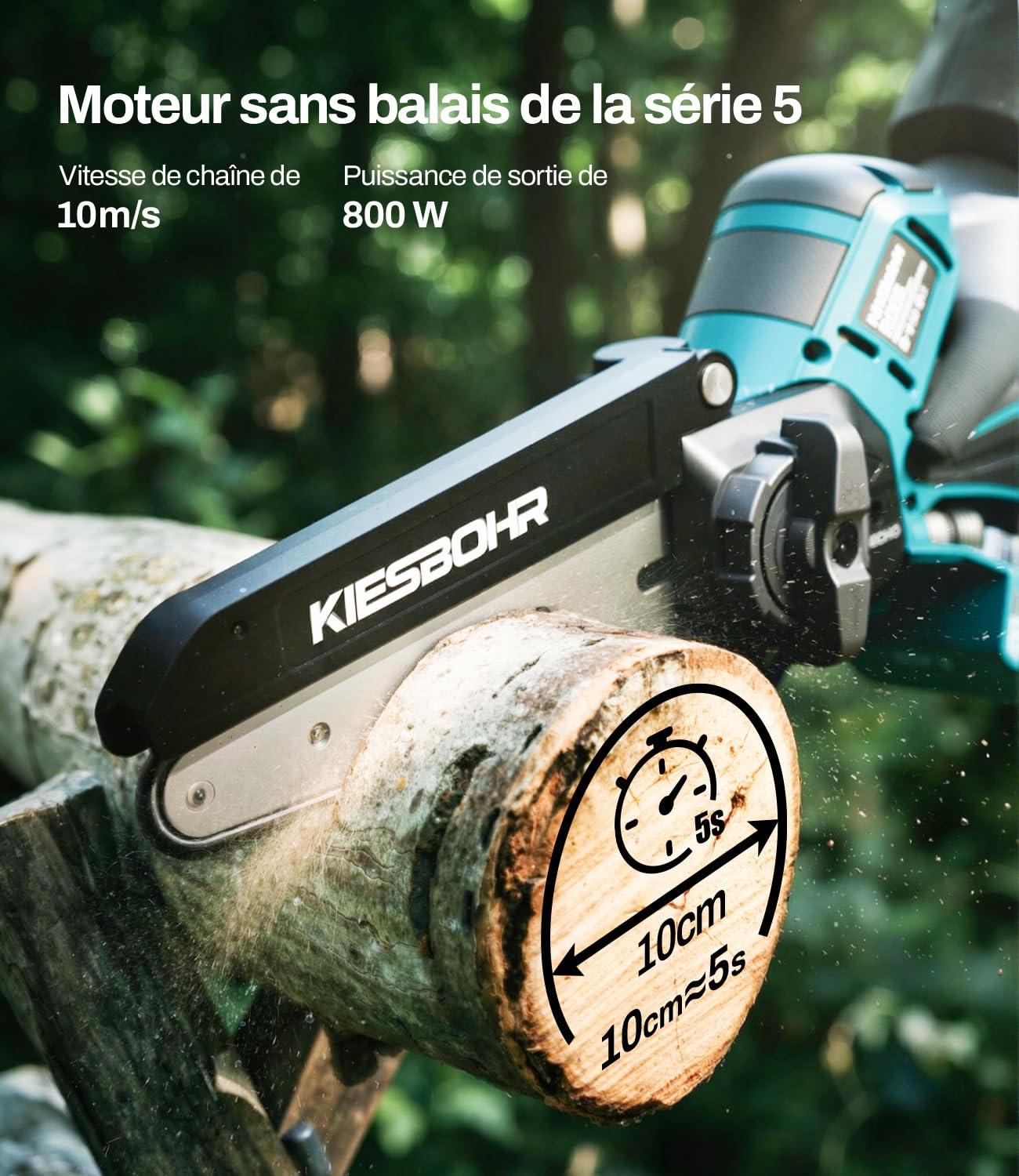 15cm Mini Tronçonneuse à Batterie CSE002, Compatible avec les Batteries Makita 18V, Tronçonneuse Électrique Sans Balais, Lubrification Automatique de la Chaîne (Sans Batterie)