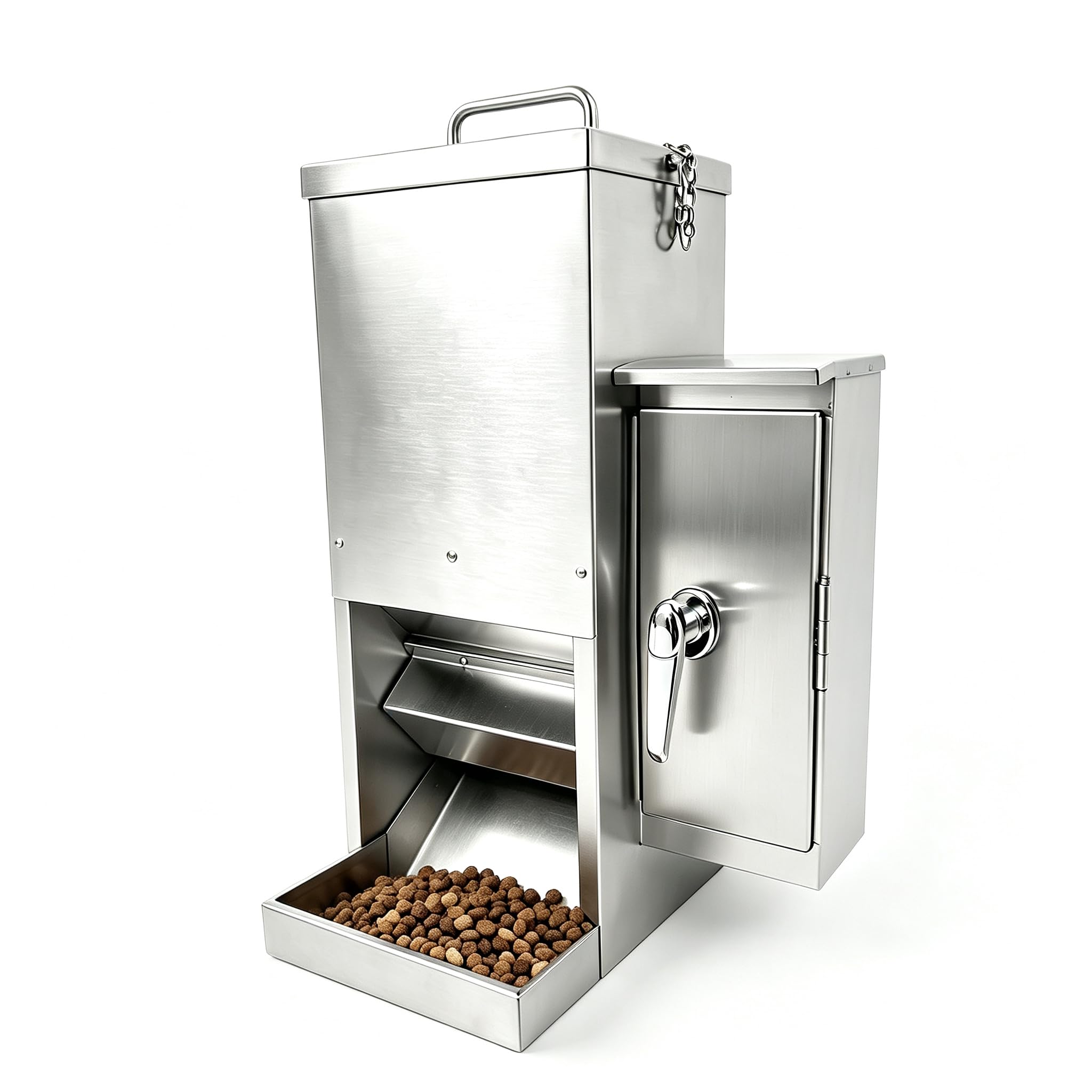 Mangiatoia automatica per cani e gatti da 9 l, con timer, in acciaio inox, con blocco, per gatti, cani di piccola taglia e meduim, anti-raccons, montaggio a parete, programma di alimentazione, uso