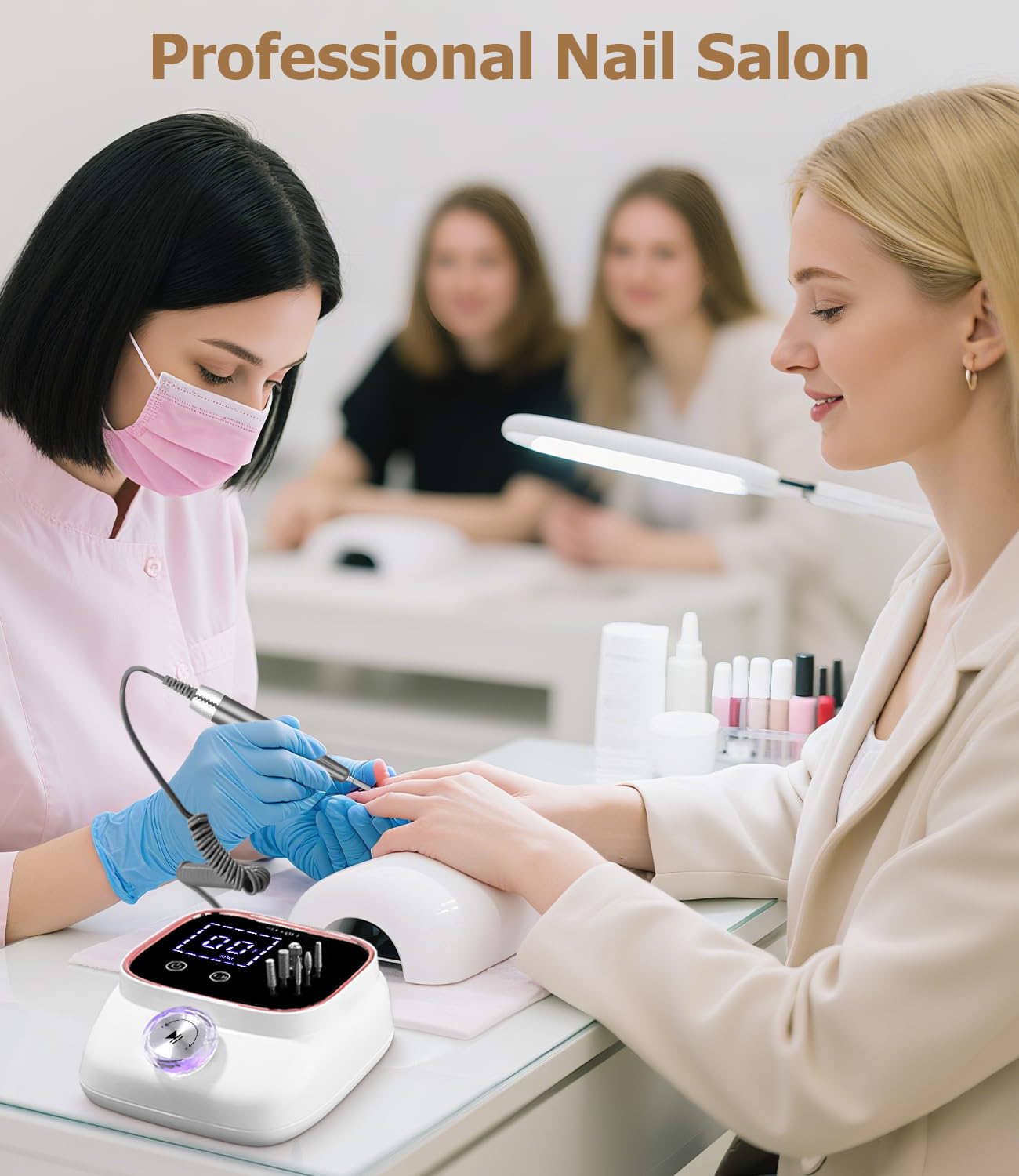 45,000RPM Ponceuse pour Ongles Professionnelle, Lime A Ongle Electrique, Ponceuse Ongles Set, Ensemble d’accessoires Kit avec Manucure Pédicure, pour Salon, Usage Maison, Or Rose