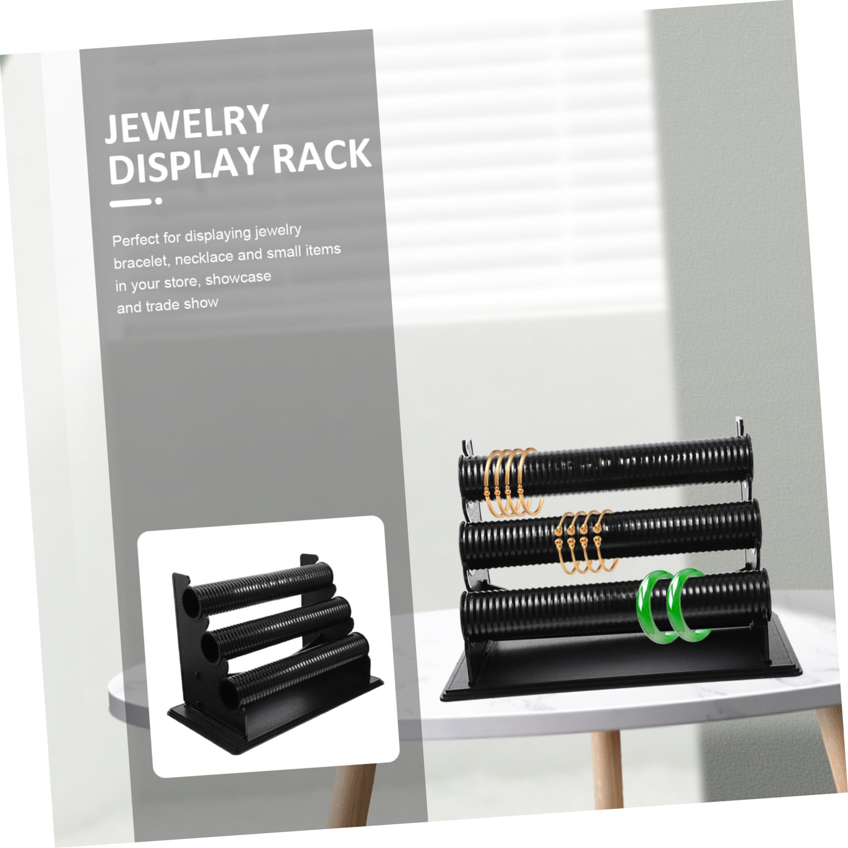 UKCOCO Expositor Desmontable para Pulseras y Relojes de 3 Capas en Pvc Negro, Soporte Multifuncional para Baño o Dormitorio