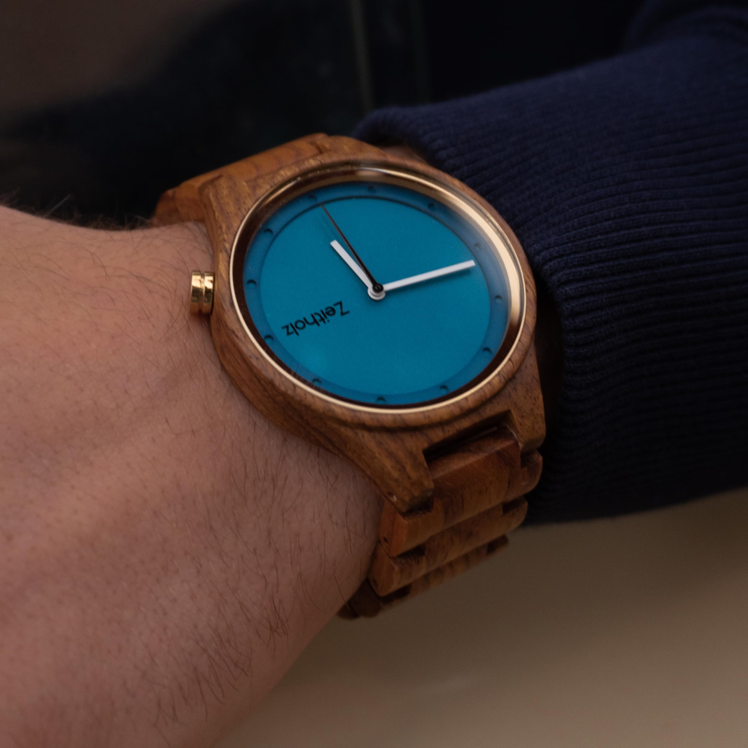 Holzuhr Herren, für Herren, Armbanduhr, Holzuhren Stolpen Kollektion, Analog, 42mm, 100% Naturholz mit Japanischem Quarzwerk