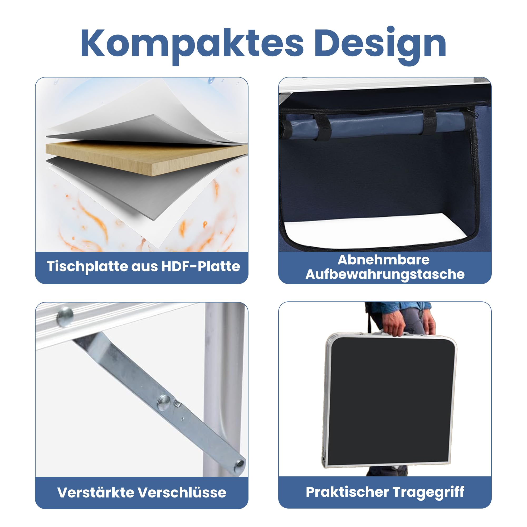 Campingküche faltbar, Leicht Campingschrank mit Aluminiumgestell und Staufach Tragetasche, Camping Küche Küchenbox Zeltschrank, Reiseküche für Outdoor Camping