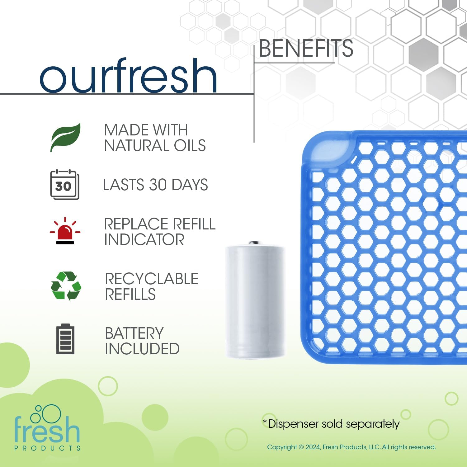 Fresh Products ourfreshドライフレグランスリフィル、計量エアロゾルの交換、30日間使用、中型スペース、パワフル
