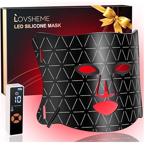 LED Face Mask Light Therapy - Professional Grade Skincare at Home – Red Light Therapy for Face for Acne, Wrinkles, Skin Rejuvenation – 3 Light Modes - Remote Control - includes Eye Protection