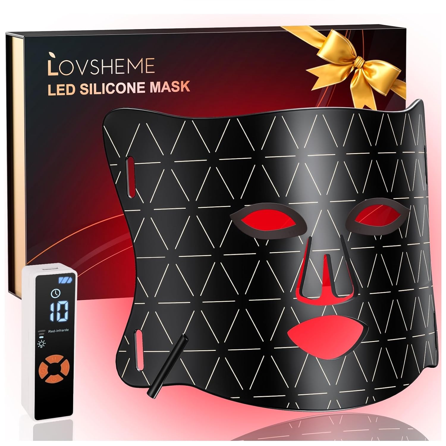 LED Face Mask Light Therapy – Professional Grade Skincare at Home – Red Light Therapy for Face for Acne, Wrinkles, Skin Rejuvenation – 3 Light Modes – Remote Control – includes Eye Protection