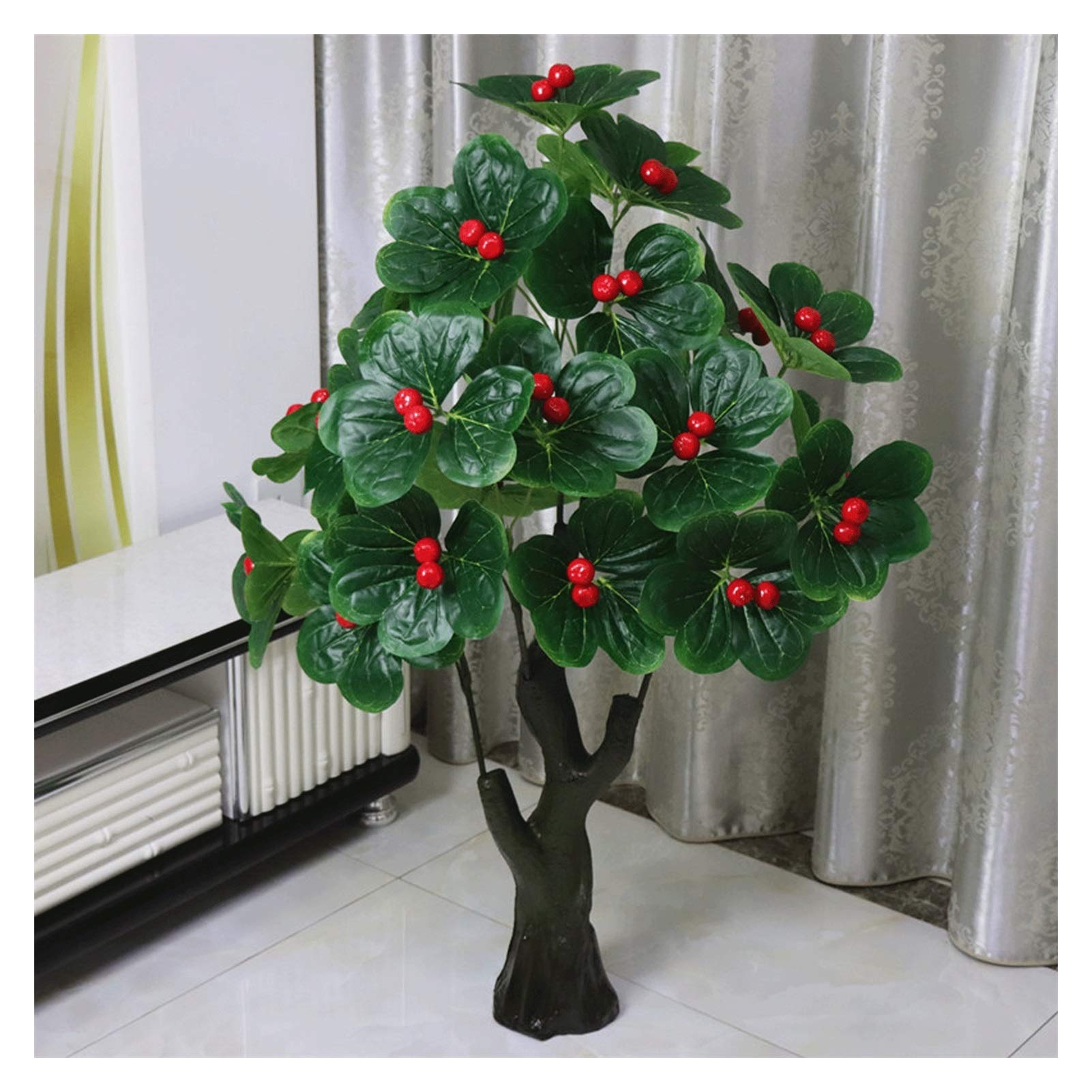 MYUYEE Bonsai Tree Artificial Cherry Tree Tree 35 Inch Fake Cherry Branch Leaves Topiary Faux Plant Decor No Basin Decoration
