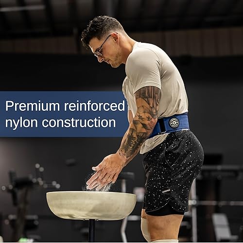 Miniatura 5 de DNDL - Cinturón de levantamiento de pesas autobloqueante, 4 pulgadas, nailon, hebilla de metal (azul, grande)