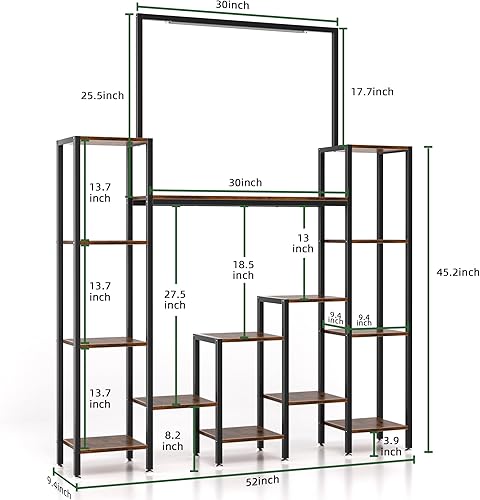 Miniatura 6 de MJOMKN Soporte escalonado para plantas de interior con luces de crecimiento, estante de exhibición de libros de escalera para CDpelículaslibros,