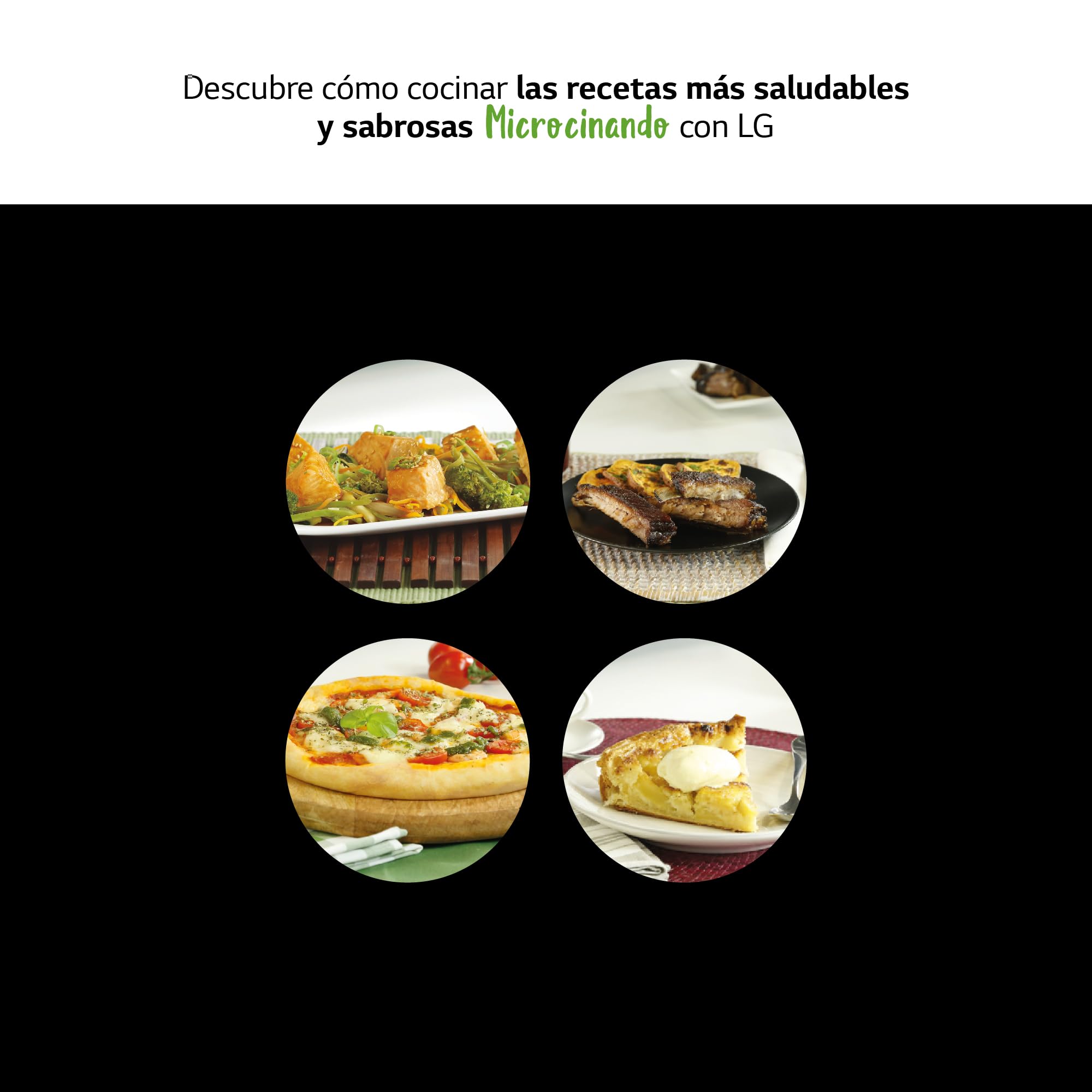 LG MGBZ2593F – Microondas Grill 2 en 1, 25L, Integración total, Display Led, 900W, Fácil impieza, Táctil, Cristal Negro, Inox