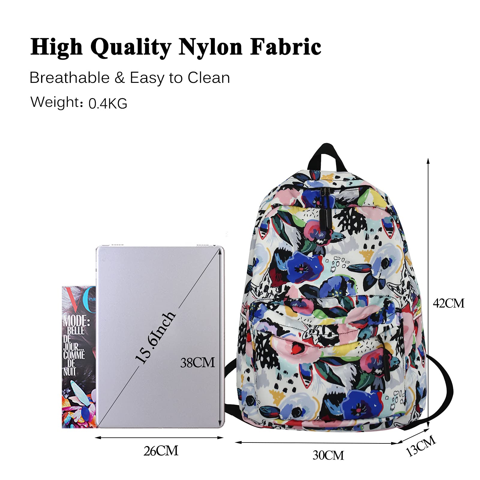 FANDARE Zaini Casual Zaino Scuola Ragazza Ragazzi Zainetto Cartelle Zaino Scuola Borse a Zaino Laptop Zainetti per Donna Uomo All'aperto Viaggio Università Shopping Daypacks Impermeabile Poliestere