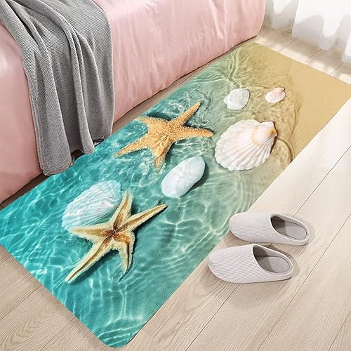 Miniatura 7 de Alfombras de baño de espuma de esponja absorbente suave para baño y cocina (71 x 24 pulgadas), tapete de franela antideslizante brillante impresión
