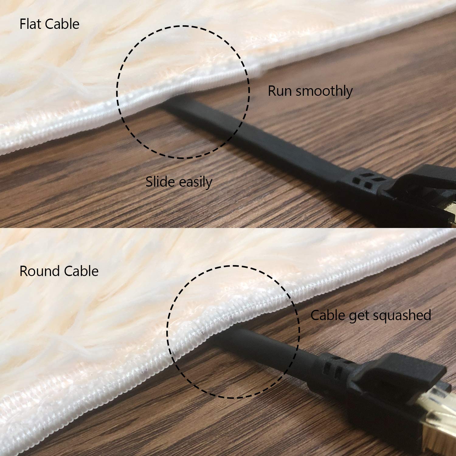Câble Ethernet Cat8, extérieur et intérieur, 60 m, câble réseau LAN Cat 8 haute vitesse, 40 Gbit/s, 2000 MHz, cordon de raccordement plat pour ordinateur Internet, résistant aux intempéries, S/FTP