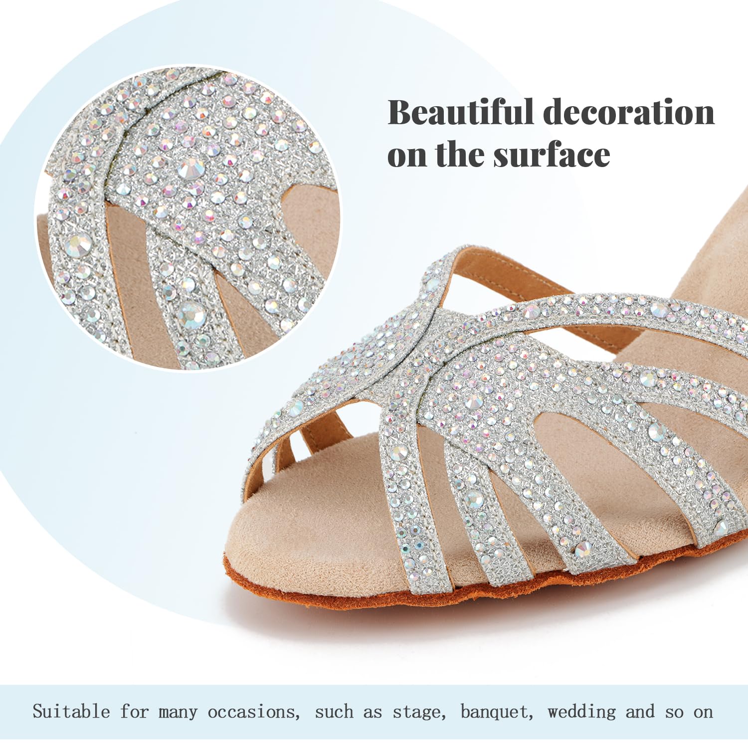 Chaussures de Danse pour Femmes Chaussures de Danse Latine à Bout Ouvert pour Salle de Bal pour débutants Sociaux fête Spectacle de Mariage