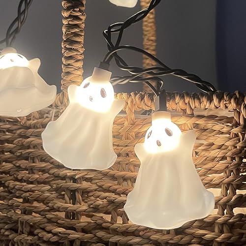 Miniatura 3 de Guirnalda de luces de fantasma de Halloween para exteriores, 8.5 pies, decoración de hadas de Halloween para interiores con 10 luces blancas Genie