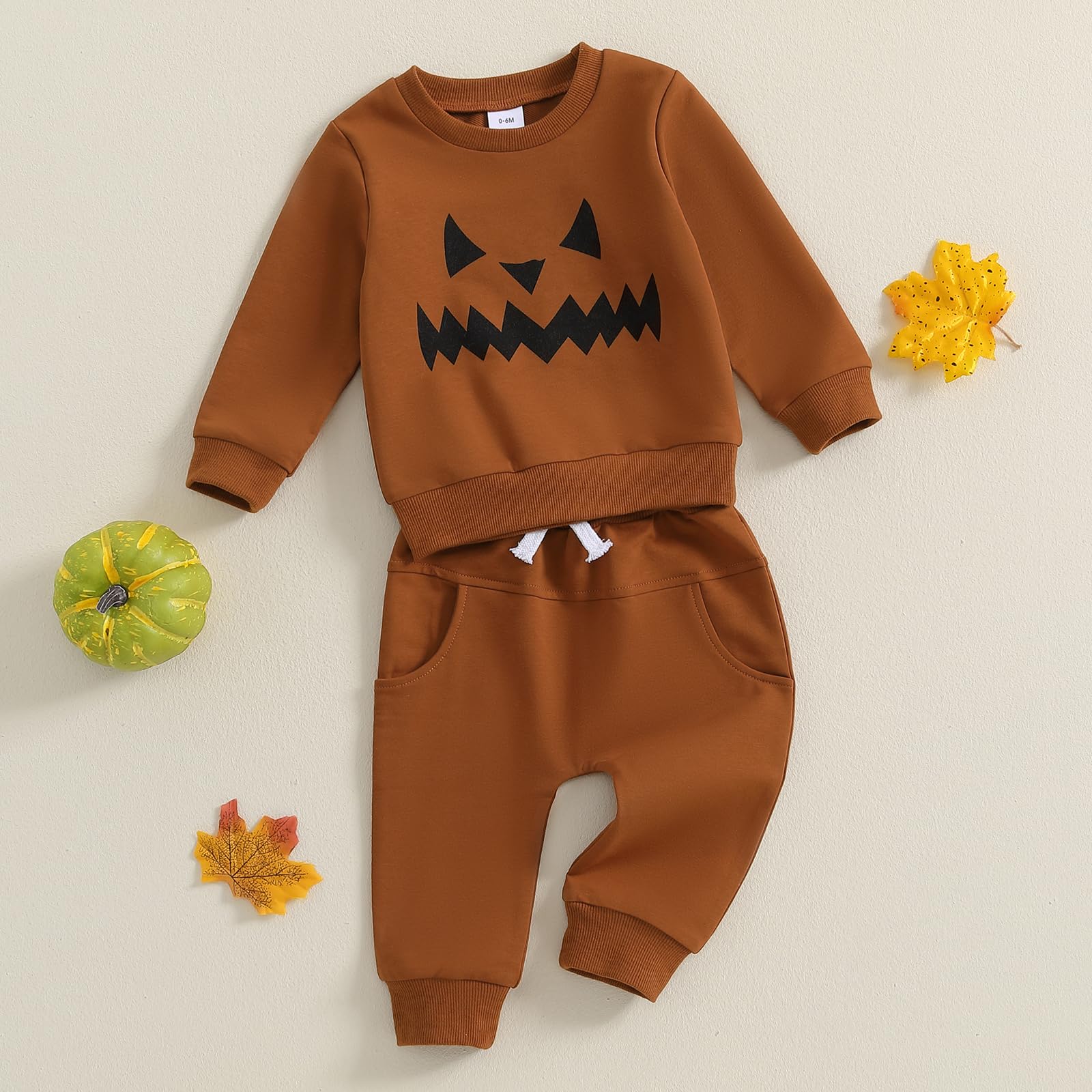 Ropa de Halloween para bebés y niños con camisas y pantalones divertidos en forma de calabaza, ropa de otoño para niños de 6, 12, 18, 24 meses, 2 años