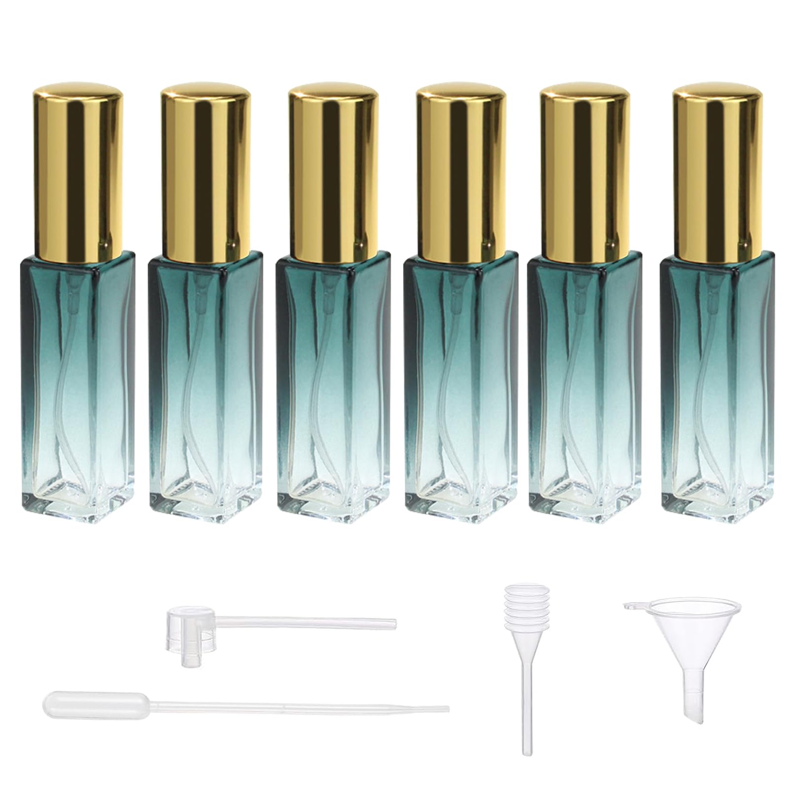 Qeuly 10ml Travel Refillable Bottle, Mini Empty Spray Bottles, Glass Atomizer for Perfume, Travel Size, Portable Sample Dispenser (Gradient Green)
