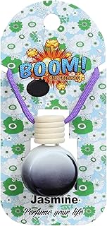 Car Air Freshener on Mirror with Fragrant oils with Wooden Diffuser Lid , Jasmine , Black