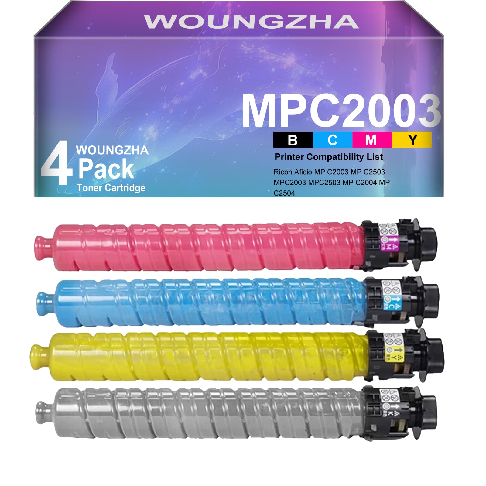 Cartuccia Toner compatibile MP C2003MP C2503 Sostituzione per Ricoh Aficio MP C2003MP C2503 MPC2003 MPC2503 MP C2004MP C2504 (4-Pack)