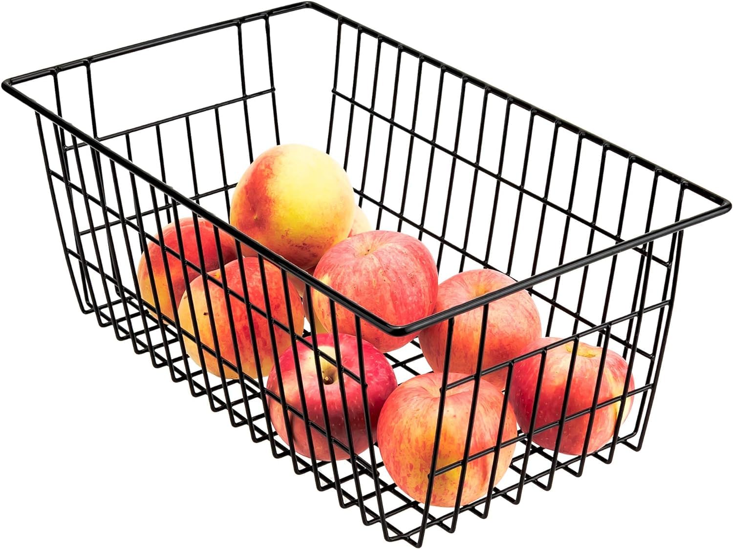 Juego de 4 cestas organizadoras de alambre para granja, cestas de almacenamiento de metal duraderas para despensa, armarios de cocina, despensa, congelador, baño, armarios, color negro