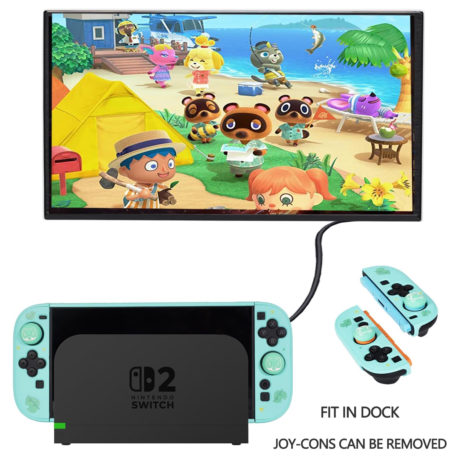 YOOWA Accessories Bundle for Nintendo Switch 2 2025 - Accessory kit NS 2 Animal Set Crossing with Carrying Case Protective Cover Screen Protector Game Card Holder Play Stand Thumb Grips