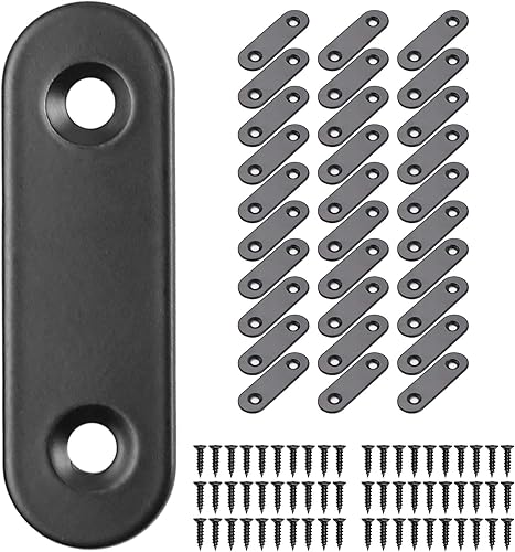 Paquete de 30 placas de esquina planas de metal para unir placas de unión de metal, soporte de reparación con tornillos de fijación, (2 pulgadas x