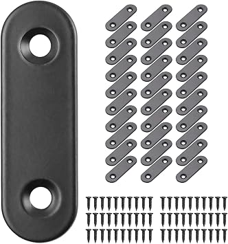 Flat Corner Brace Plates, Stainless Steel, Black, Pack of 30