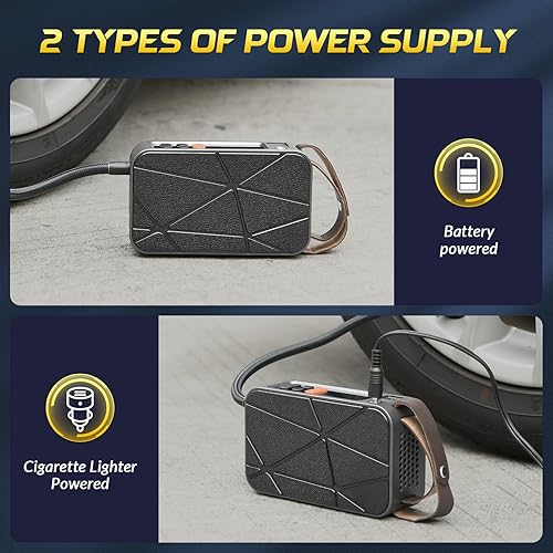 Miniatura 2 de GA03 Inflador de neumáticos, compresor de aire portátil para automóvil, bicicleta, motocicleta, pelota, bomba de aire eléctrica con medidor de