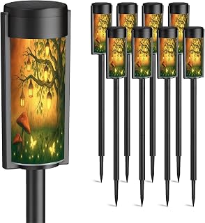 8 Pack Solar Pathway Lights Outdoor Waterproof Tree Apples an Glade Solar Garden Lights LED Landscape Lighting for Yard Walkway Lawn Garden Decor