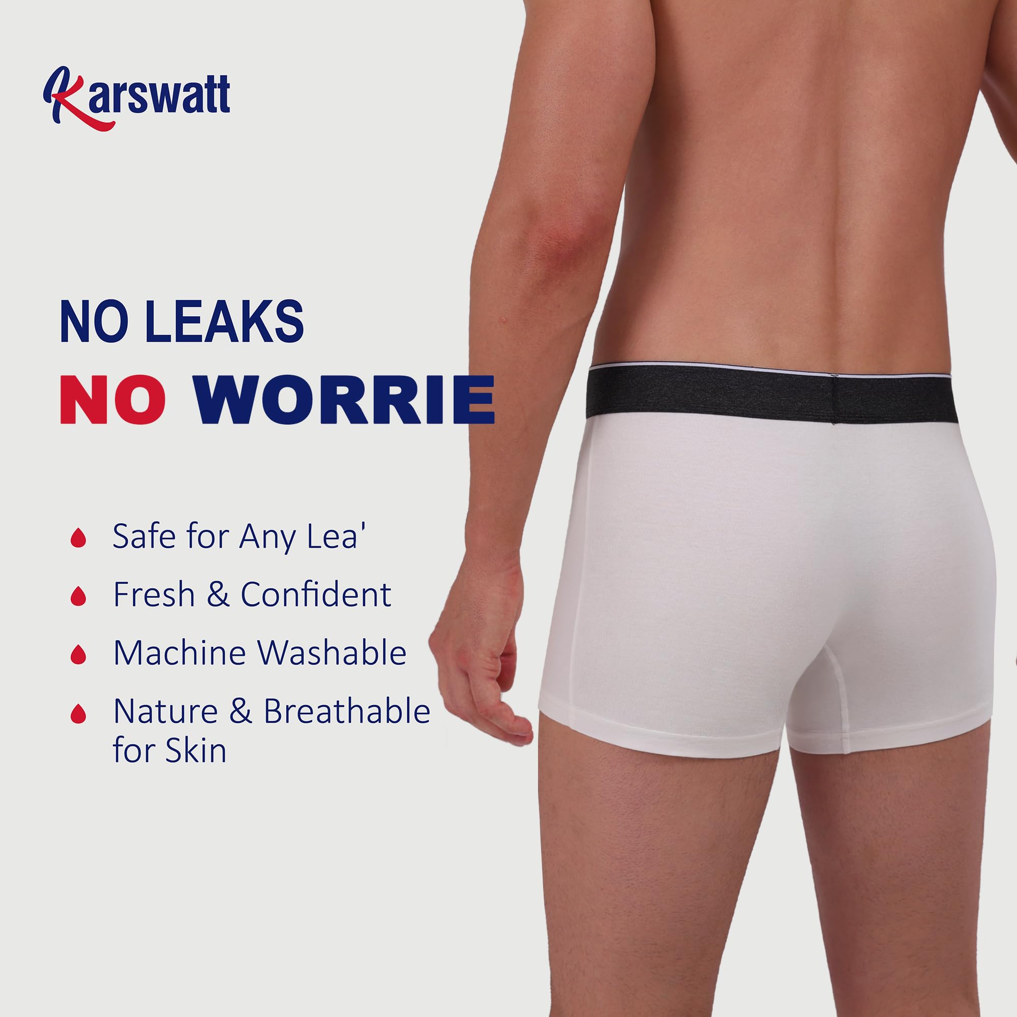 Wiederverwendbare, saugfähige, auslaufsichere Unterwäsche für Herren, Blasenkontrolle, atmungsaktive Boxershorts, 3 Stück