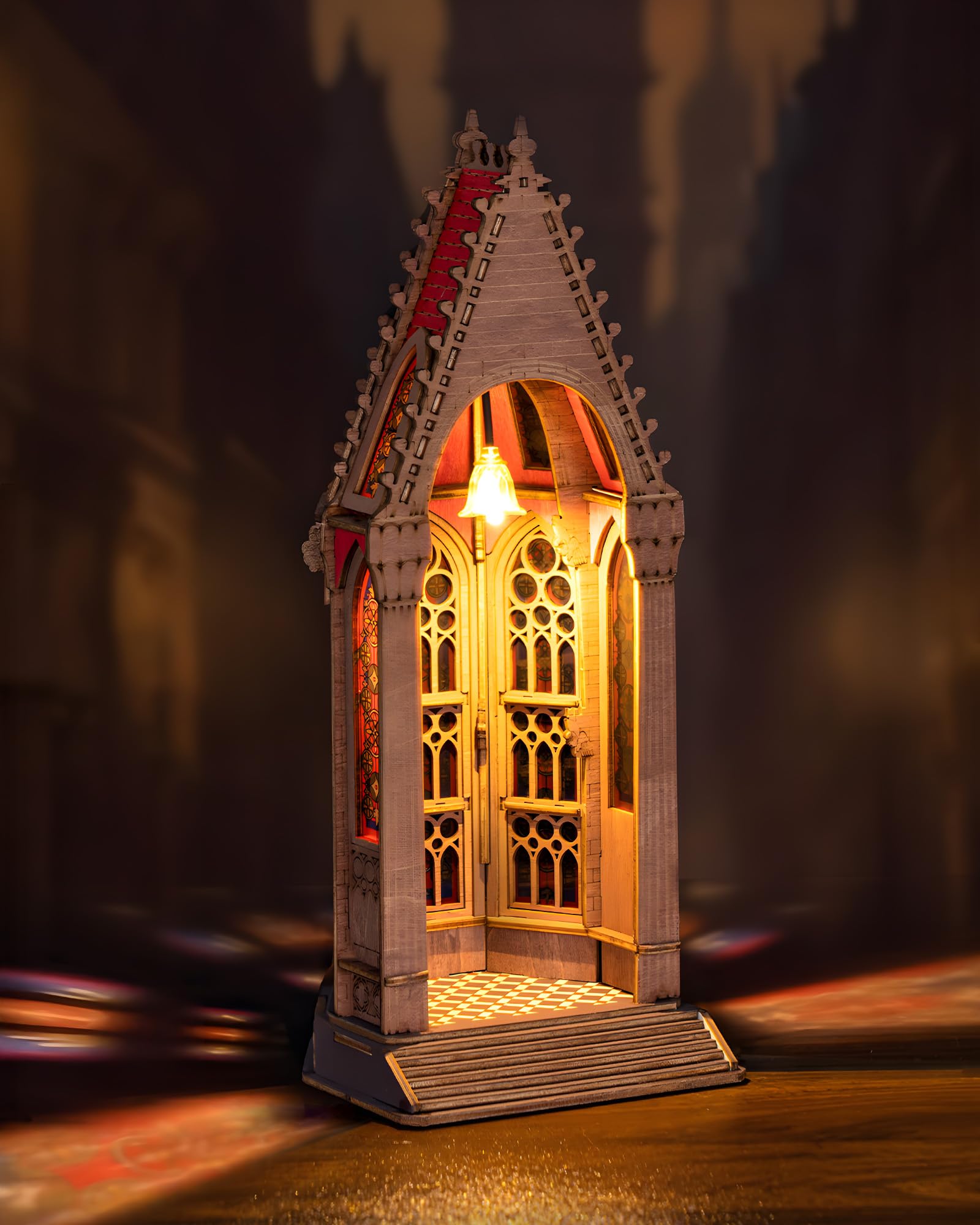 Rolife 3D Puzzle Geometic Cathedral, Wooden Puzzles for Adults, 112-Piece Snap-Fit Craft Model Building Kit, 2 Hours Assembly Time, Collectible Home Decor