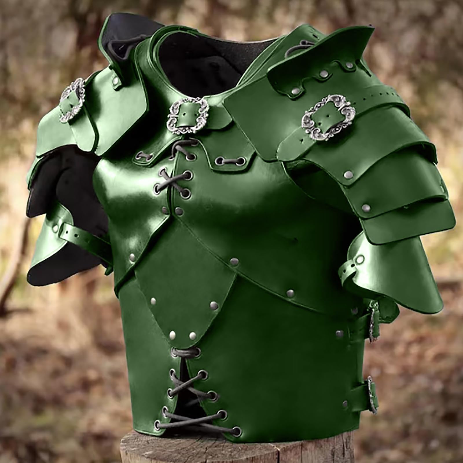 McbeAn Plastron Médiéval Gilet en Cuir pour Homme Armure De Poitrine Réglable À Lacets Cosplay