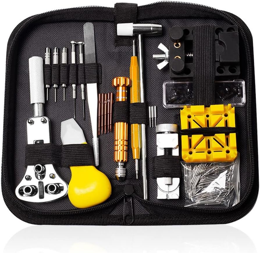 HOUGE Watch Repair Kit, Watch Case Opener Spring Bar Tools, Watch Battery Replacement Tool Kit, Watch Band Link Pin Tool Set with Carrying Case
