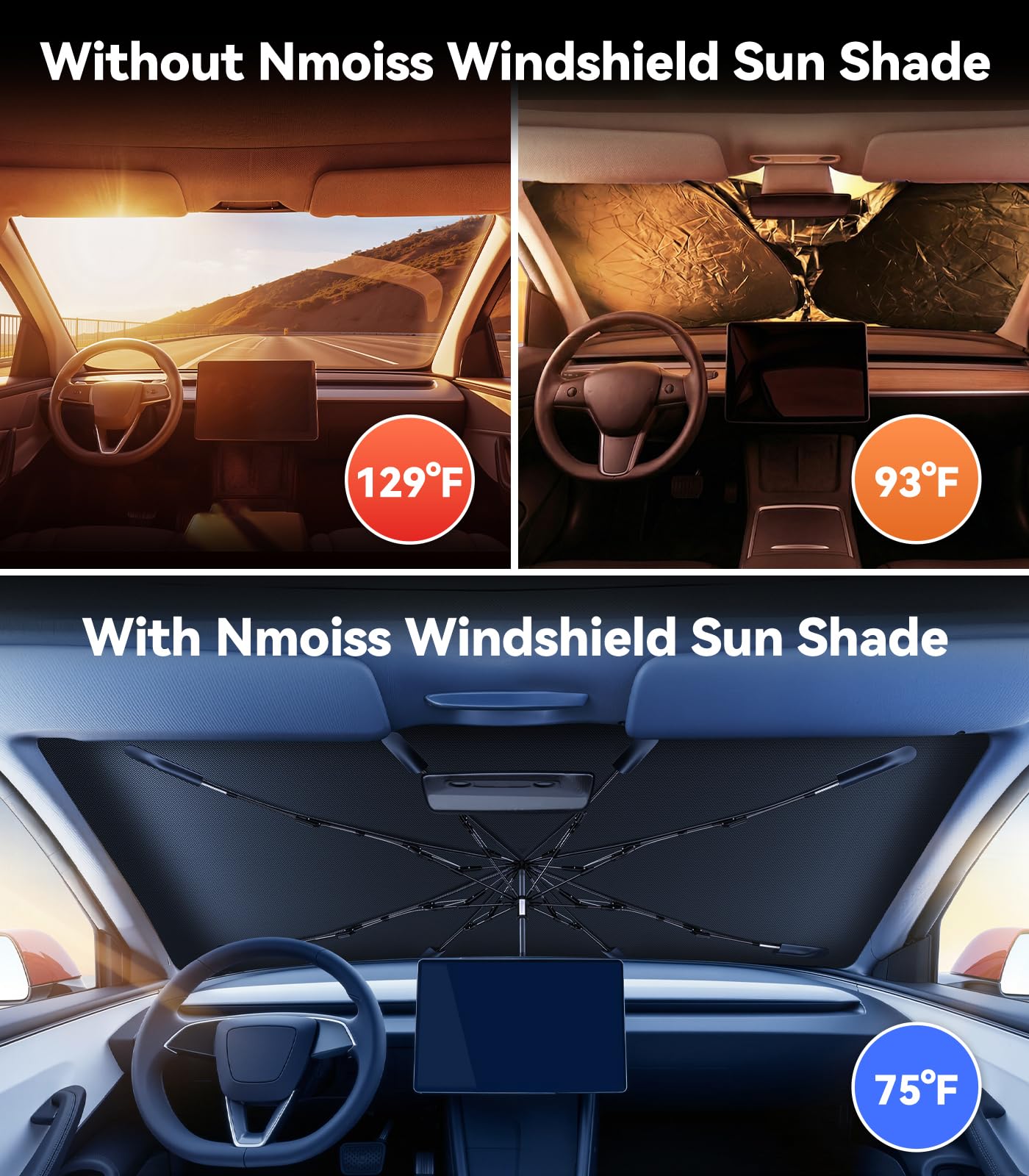 Amazon.com: [2026 Upgraded] Nmoiss Windshield Sun Shade Umbrella
