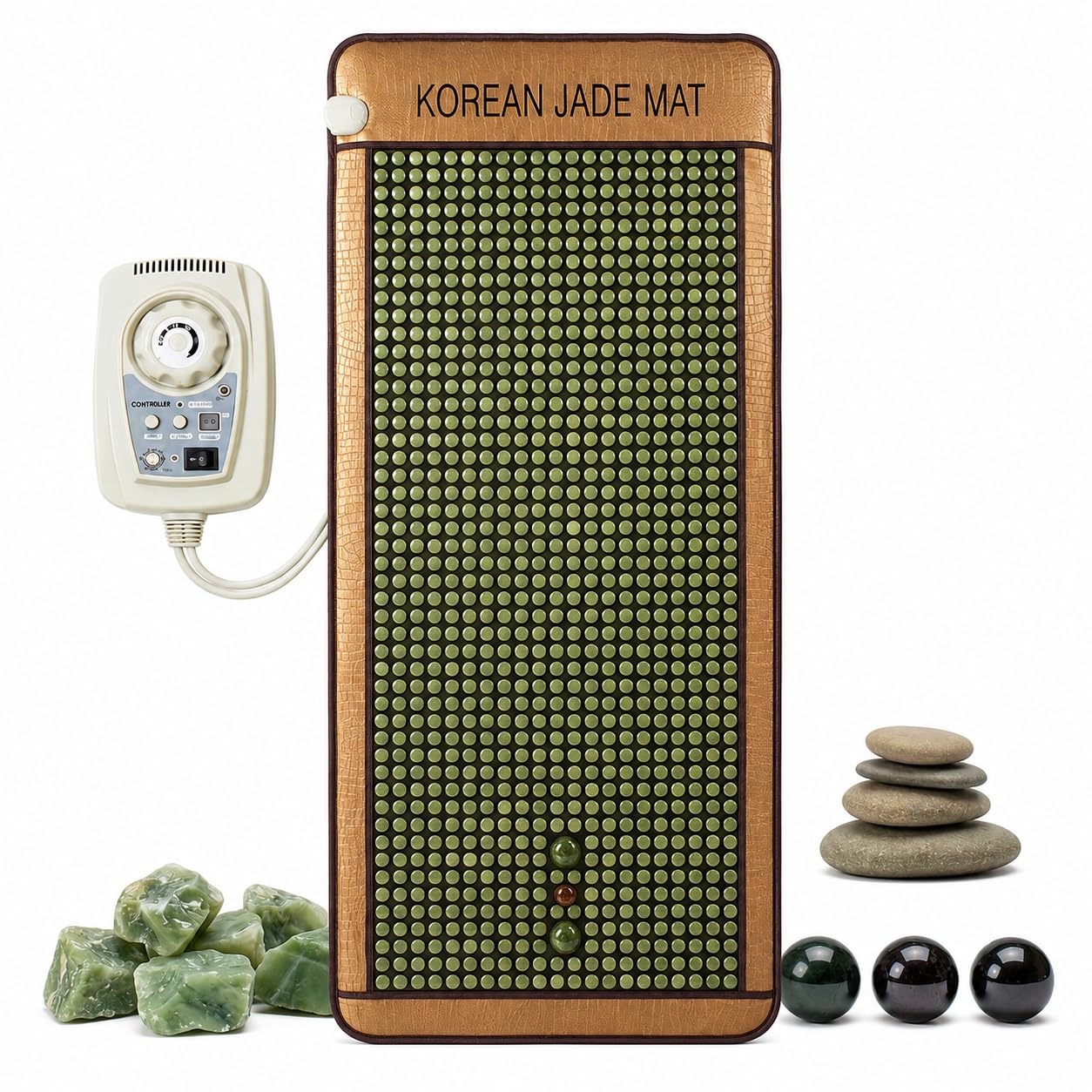 CAREFIT Jade Stone Heating Mat, Infrared Heat, Green, 80×190 cm | 1092 Jade Stones | Women’s Comfort Mode | Full Body Mat | Adjustable Heat | Digital Controller | Home Wellness