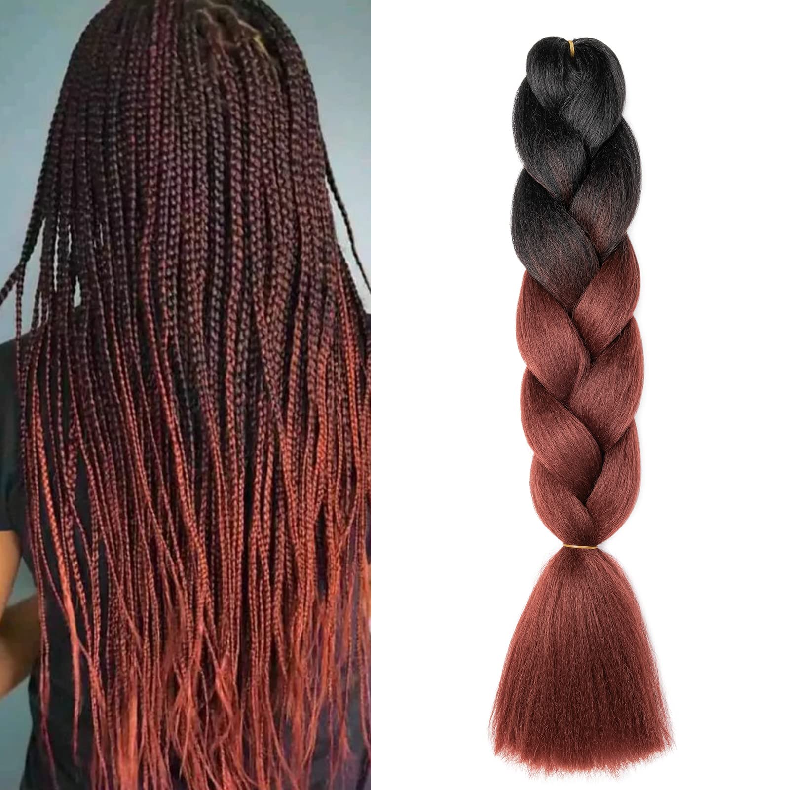 60cm Extensiones de Pelo Trenzas Africanas Castaño Oscuro Extensiones para Trenzas Africanas 1 pcs 100g Kanekalon Pelo para Trenzas Africanas Sintetico Extensiones de Trenzado Cabello Braiding — view 86