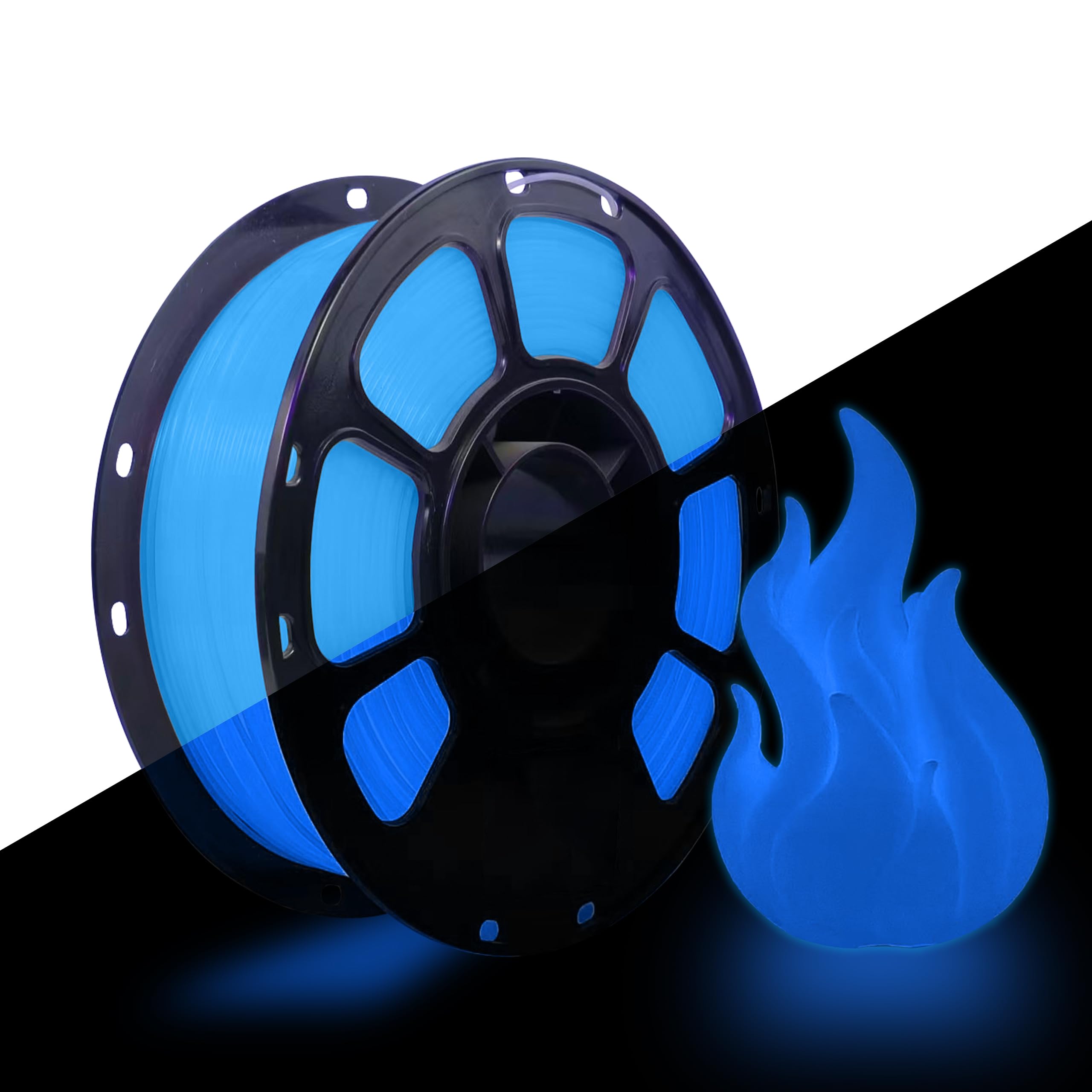 iBOSS 3D PLA Plus Printer Filament, 1.75mm Glow in The Dark Blue PLA+ Filament for 3D Printing, 1kg Spool (2.2lbs), Dimensional Accuracy +/- 0.02 mm, Fit Most FDM 3D Printers, Glow Blue