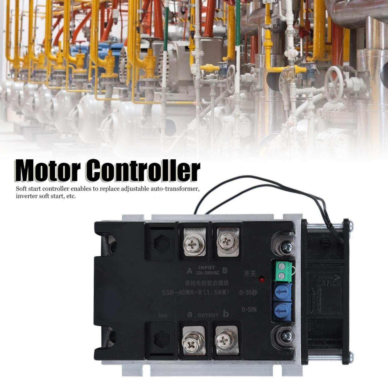 SSR-40WA-R Regolatore Elettrico Soft Start Monofase Bifas, 1,5 Kw Scheda Di Avviamento Modulo Ottico Con Fondo in Alluminio Module Controllore Starter Industriale Accessorio Controllo Motore Bifase