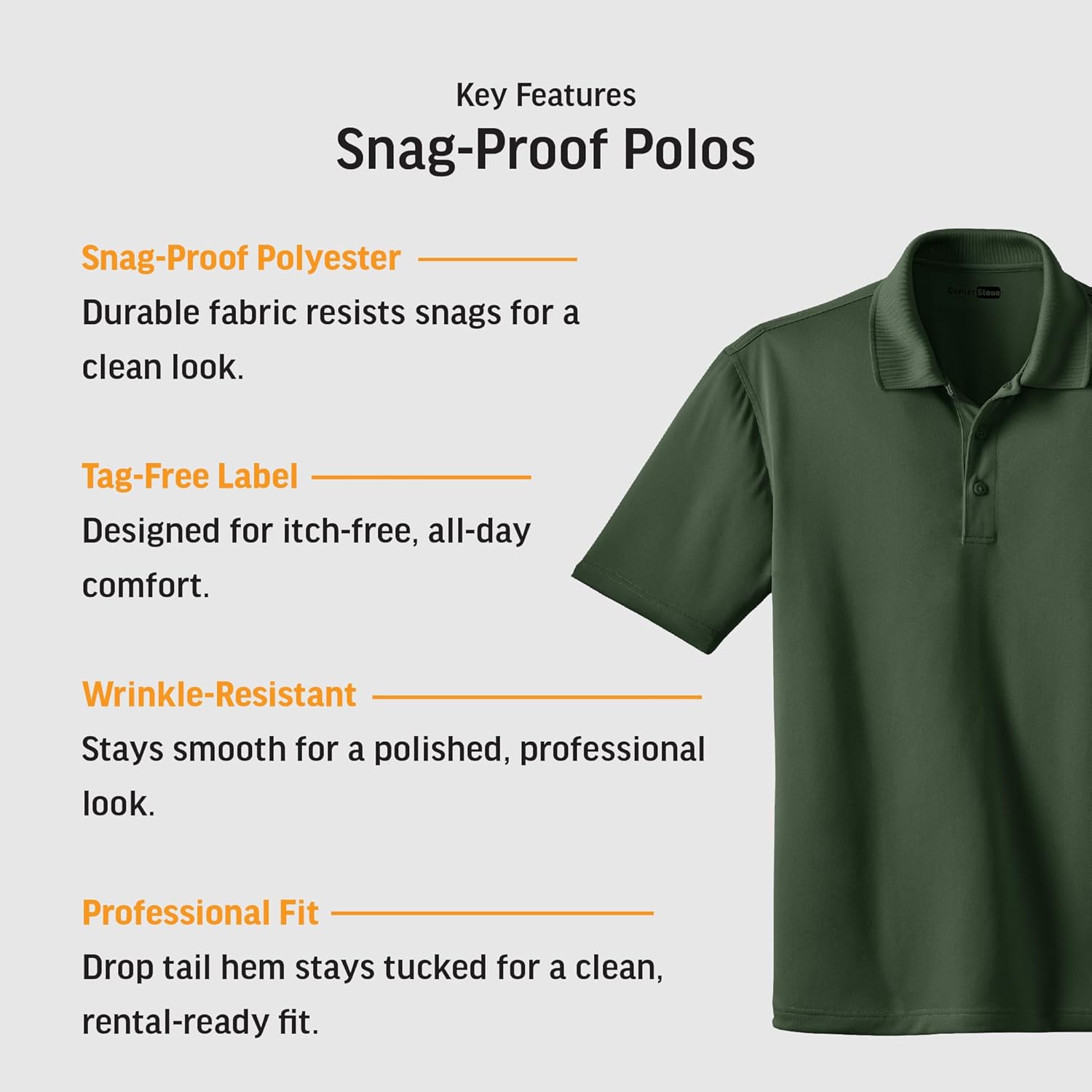 CornerStone Unisex Select Lightweight Snag-Proof Long Sleeve Polo | Breathable Work Shirt for Men & Women, Casual Fit Top - Image 6