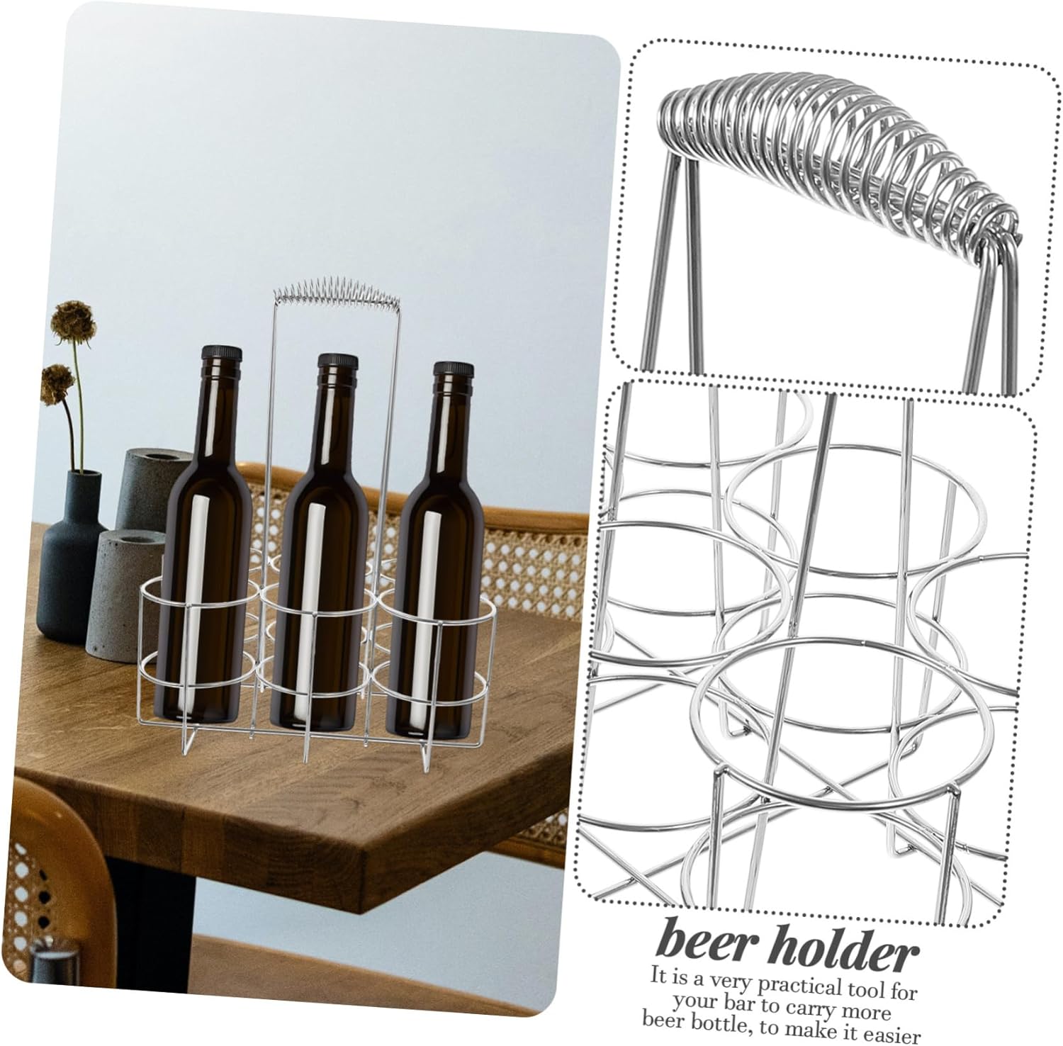 Portable Metal Beer Carrier Sturdy Handle for Bbqs Picnics and Gatherings Compact Beer Rack for Easy Storage and Transportation Holds Multiple Bottles