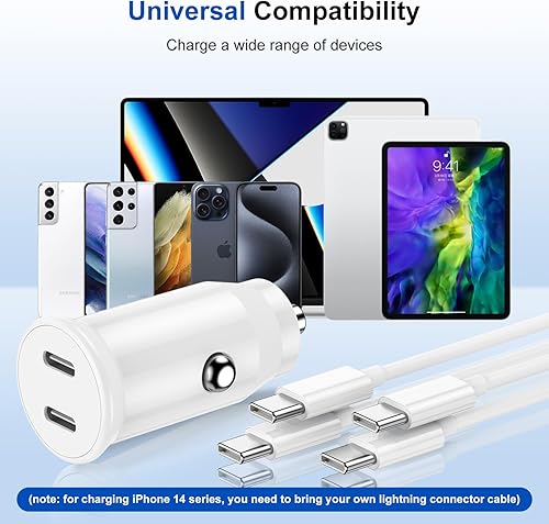 Miniatura 7 de Cargador rápido USB C para automóvil con cable tipo C para iPhone 15 Pro Max15Pro15 Plus, paquete de 2 cables de carga de 6 pies con adaptador de