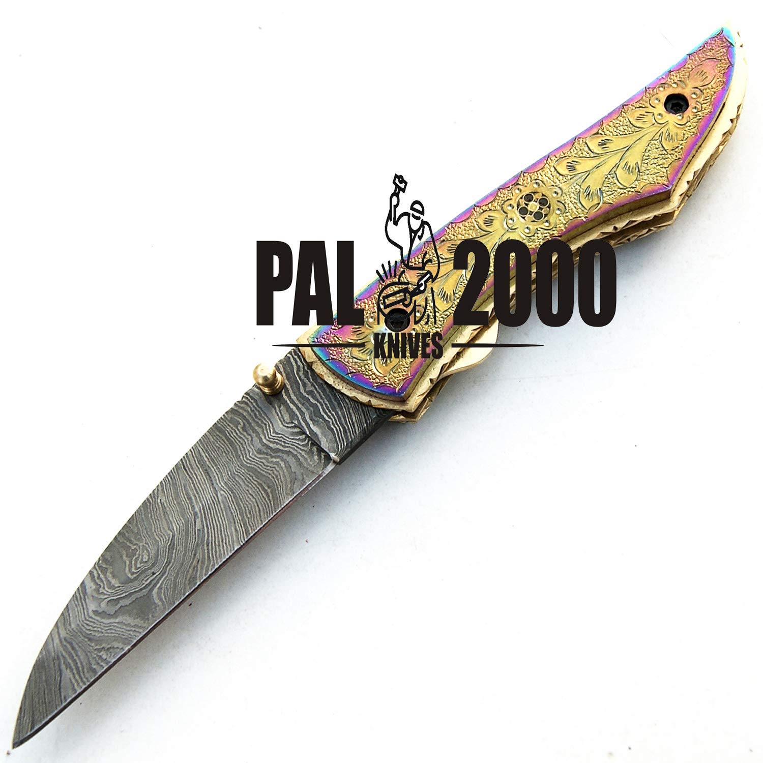 SJRJ 9515 TITANIO cuchillo de hoja de acero de damasco hecho a mano personalizado con funda casa cocina cocinero jardín que acampa herramienta de colección mango pesca y otros cuchillos