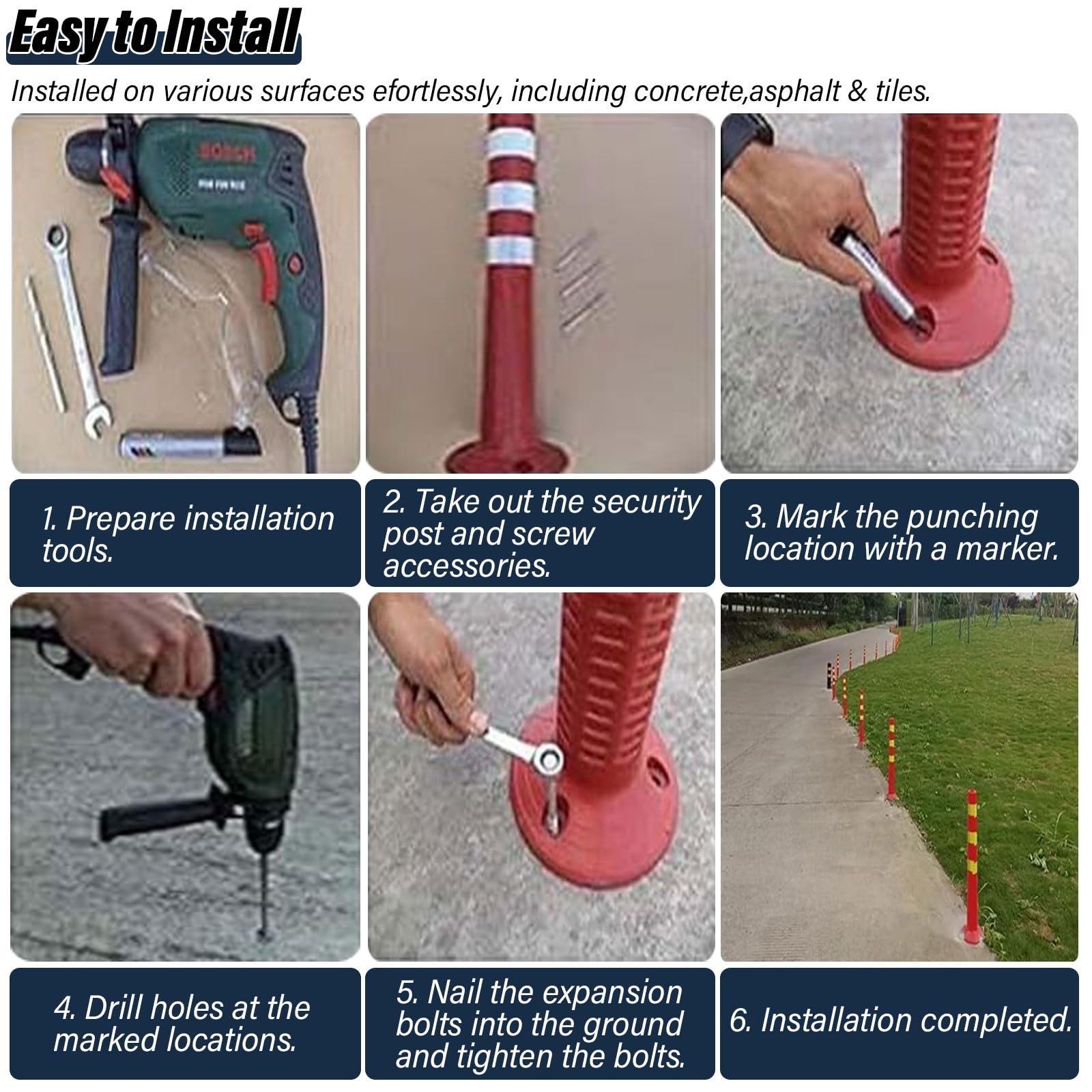 Conos delimitadores de seguridad vial, postes de tráfico flexibles de PU con banda reflectante, 2 unidades, señal de precaución para entrada de vehículos