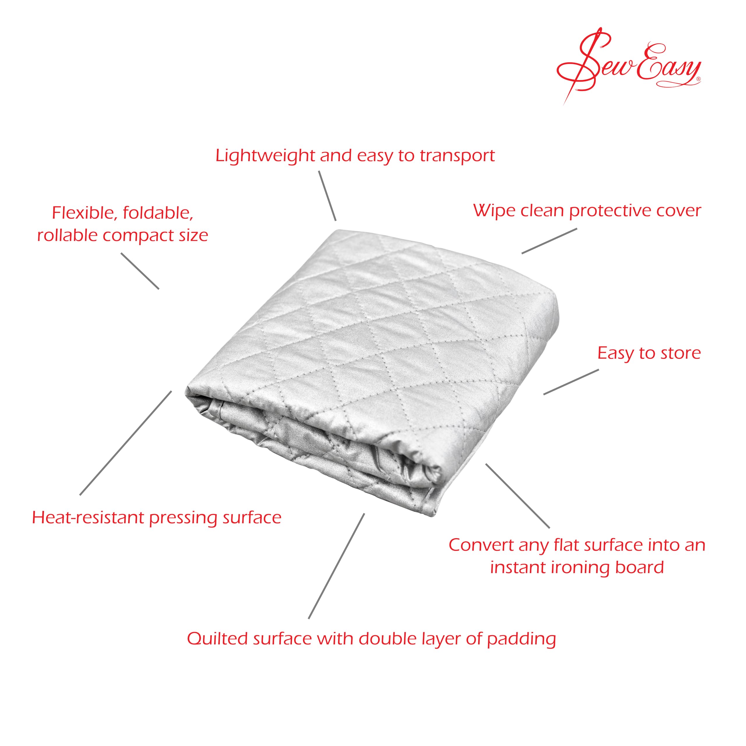 Sew Easy Mini planche à repasser pour travaux manuels, matelassage, compacte, antidérapante, pliable, hauteur 9,5 x 23 x 10 cm