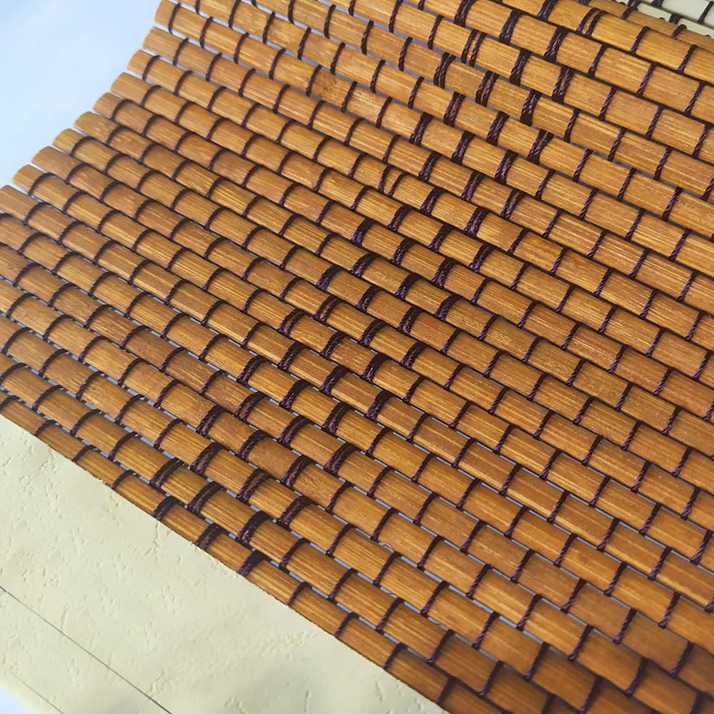 LETAU No Drill No Tools Cordless Wood Window Roman Shades, Bamboo Window Blinds for Indoor Home, Pattern 9